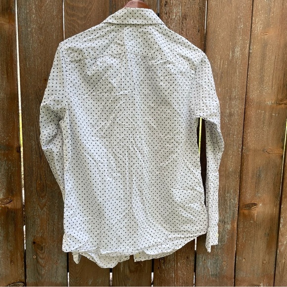 GOODFELLOW Men’s Casual White Navy Chevron Long Sleeve Button Down Size Small - Picture 8 of 12